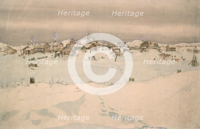 Kyusyur: Winter Landscape, 1929. Creator: Nikolaj Dmitrievic Travin.