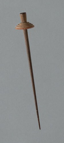 Wooden Spindle with Ceramic Whorl, Peru, 1000/1476. Creator: Unknown.