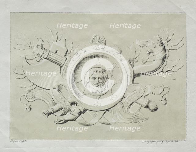 Receuil dessais lithographiques: Un trophee, c. 1816. Creator: Godefroy Engelmann (French, 1788-1839).