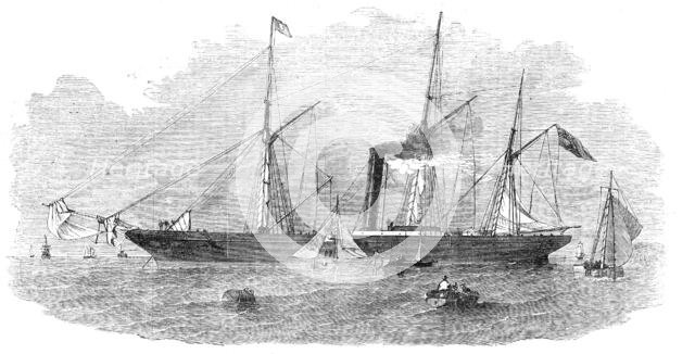 "The Nile" Screw Steam-Ship, wrecked off Godrevy Point, 1854. Creator: Unknown.