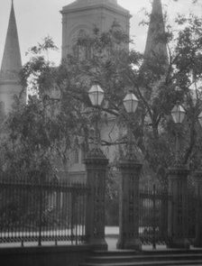 St. Louis Cathedral from Jackson Square, New Orleans, between 1920 and 1926. Creator: Arnold Genthe.