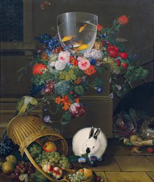 Still life with goldfish bowl, 1810. Creator: Johann Knapp.