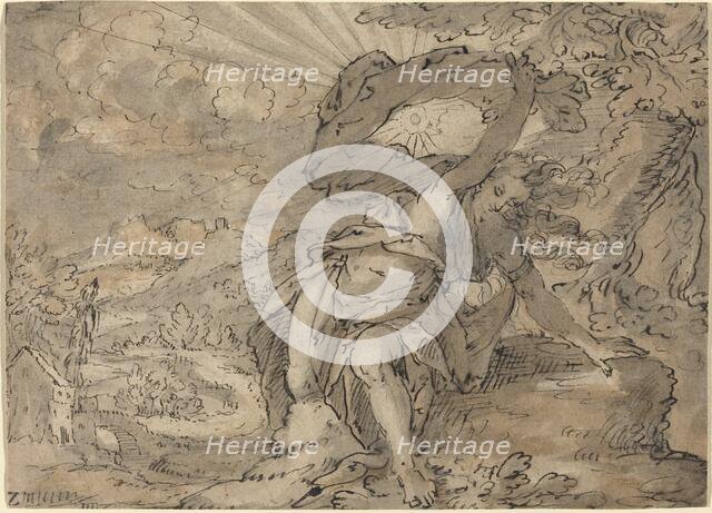 Allegorical Female Figure in a Landscape [recto], c. 1600. Creator: Unknown.