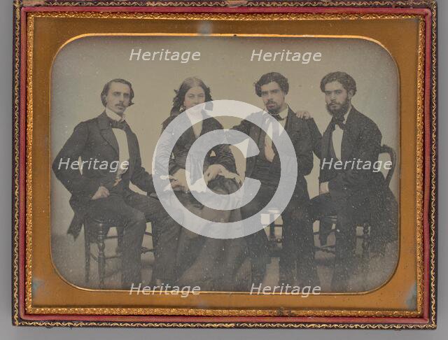 Untitled (Portrait of Three Men and One Woman), 1857. Creator: Unknown.