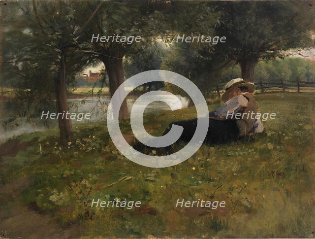 Man Reclining beside a Stream, late 19th-early 20th century. Creator: Eliphalet Frazer Andrews.