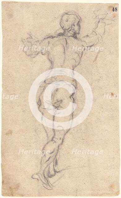 A Striding Youth with His Arms Raised, Seen from Behind, c. 1579. Creator: Jacopo Tintoretto.