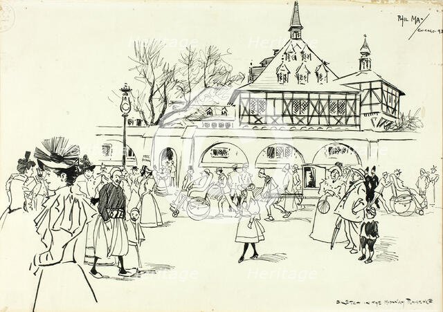 Sketch in the Midway Plaisance, 1893. Creator: Philip William May.