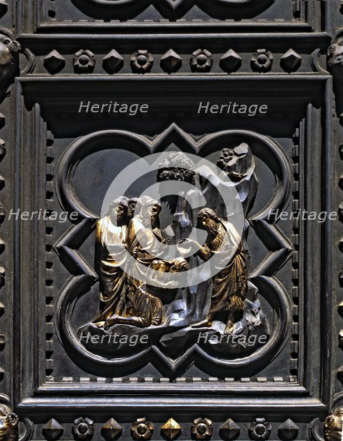 Baptism of the fishermen', one of the panels of the south gate of the Baptistery of St. John in t…