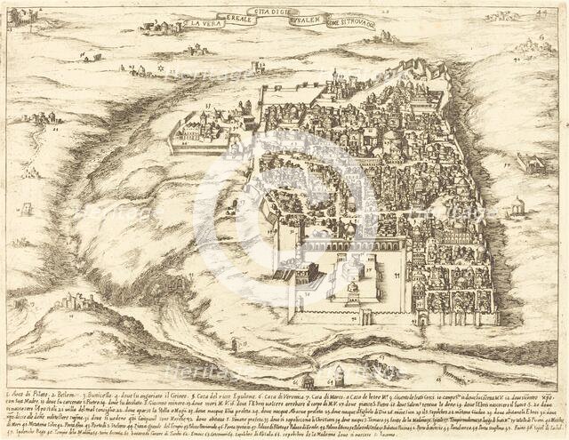 Aerial View of the City of Jerusalem, 1619. Creator: Jacques Callot.