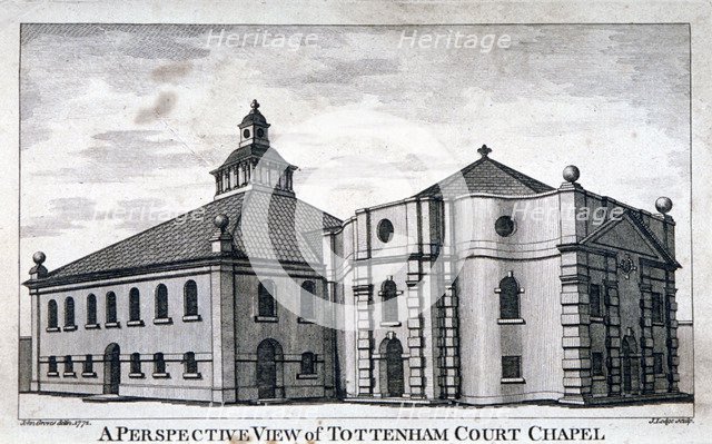 Whitefield's Tabernacle, Tottenham Court Road, St Pancras, London, 1772. Artist: J Lodge