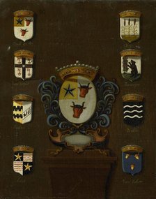 Coat of Arms of Sara van Os, Wife of Jan van Reyersbergh with its eight quarterings, 1650-1699. Creator: Anon.