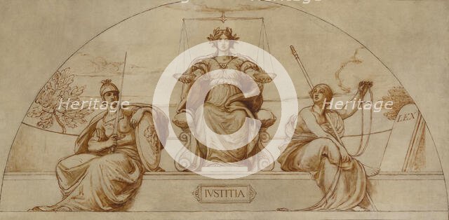 Cartoon for mural of Minnesota State Capital, "Institute of Justice", ca. 1904. Creator: Kenyon Cox.