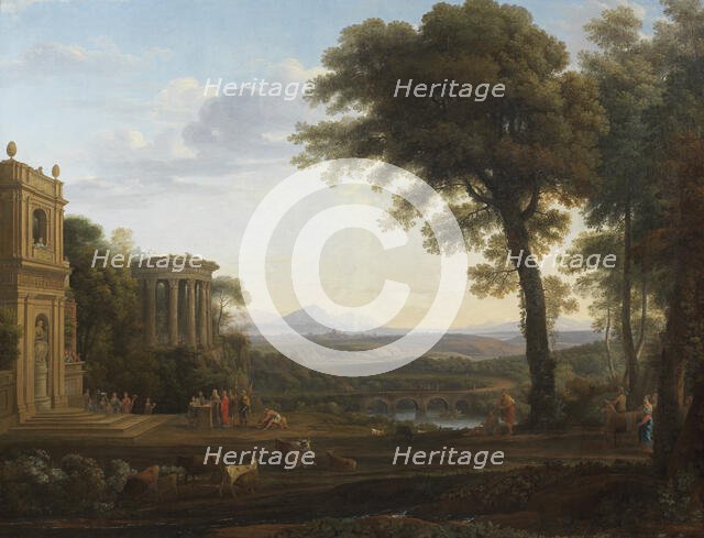Landscape with Psyche's father sacrificing at the Temple of Apollo in Miletos. Creator: Nicolas-Didier Boguet.