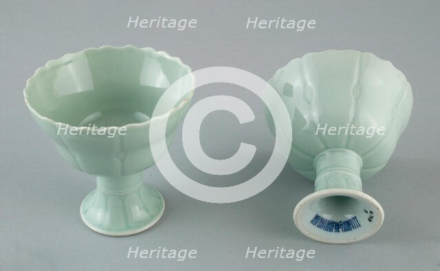 Lotus Stemcup, Qing dynasty (1644-1911), Qianlong reign mark and period (1736-1795). Creator: Unknown.