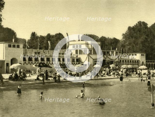 Swimming in Lake Traunsee, Gmunden, Upper Austria, c1935. Creator: Unknown.