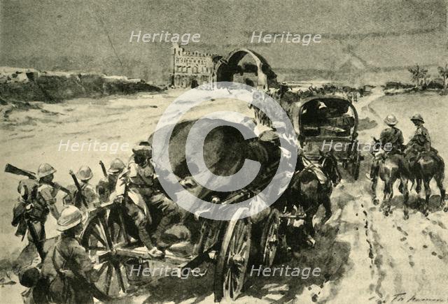 'Nearing Bagdad: British transport column passing the ruins of...Ctesiphon', (c1920). Creator: Unknown.