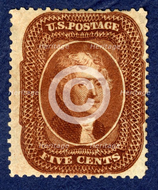 5c Thomas Jefferson type II single, 1861. Creator: Toppan, Carpenter & Company.