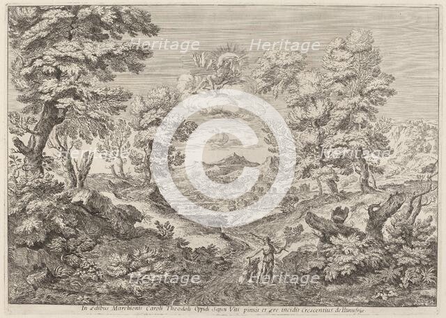 Apollo and a Nymph Leading a Lion, 1696. Creator: Crescenzio Onofri.