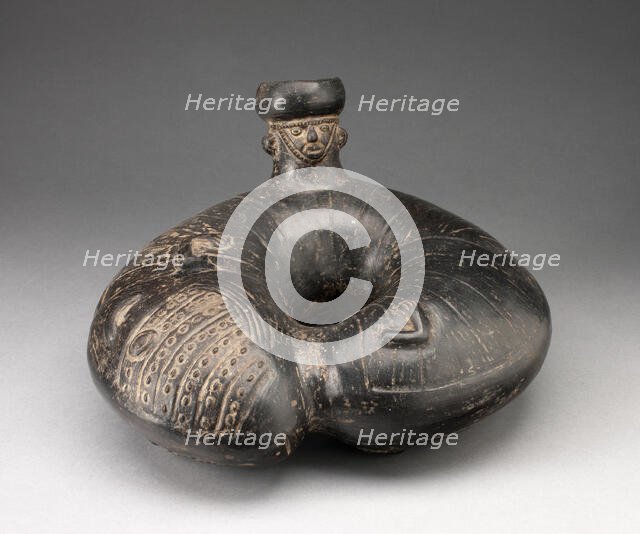 Jar Shaped like an Curling Insect with Single Spout in the Form of a Human Head, A.D. 1200/1450. Creator: Unknown.