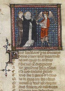 Priests and winged figure, mid 14th century. Creator: Unknown.