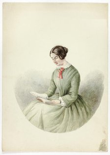 Portrait of Woman Reading, 1852. Creator: Elizabeth Murray.