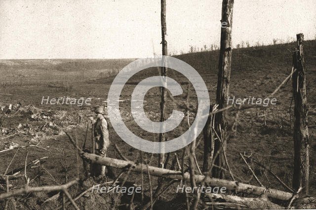 Recaptured Territory; On the right, in the background, the remains of Allemant..., 1917. Creator: Unknown.