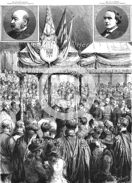 'The Queen laying the Foundation Stone of the New Medical Examination Hall on the Victoria Embankmen Creator: Durand.