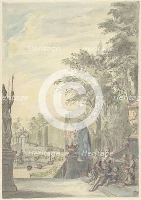 View from a terrace in an ornamental garden, 1705-1769. Creator: Daniel Marot.