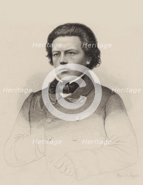 Portrait of the composer Anton Rubinstein (1829-1894), 1850. Creator: Weger, August (1823-1892).