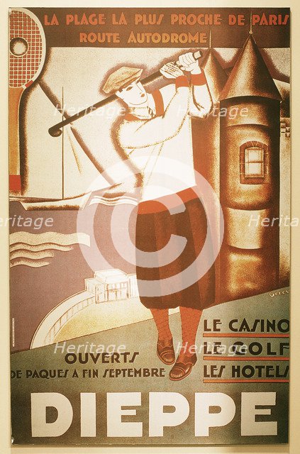 Advertisement for golfing resort in Dieppe, c1920s. Artist: Unknown