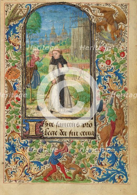 Saint Fiacre and Houpdée; Prayer Book of Charles the Bold, 1469. Creator: Lieven van Lathem.