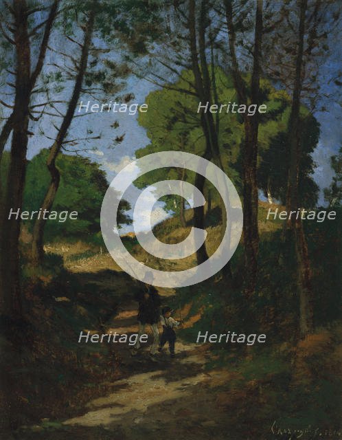 Fir Trees in Les Trembleaux, near Marlotte (Sapins aux Trembleaux à Marlotte), 1854. Creator: Henri-Joseph Harpignies.