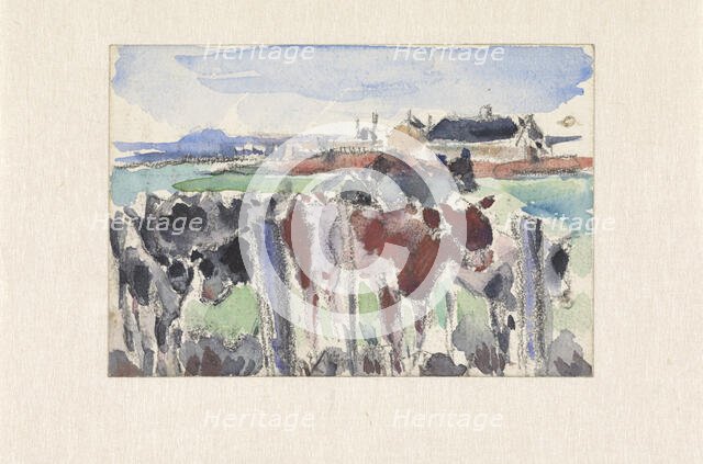Landscape on the Schinkel with cows in the foreground, 1915. Creator: Rik Wouters.