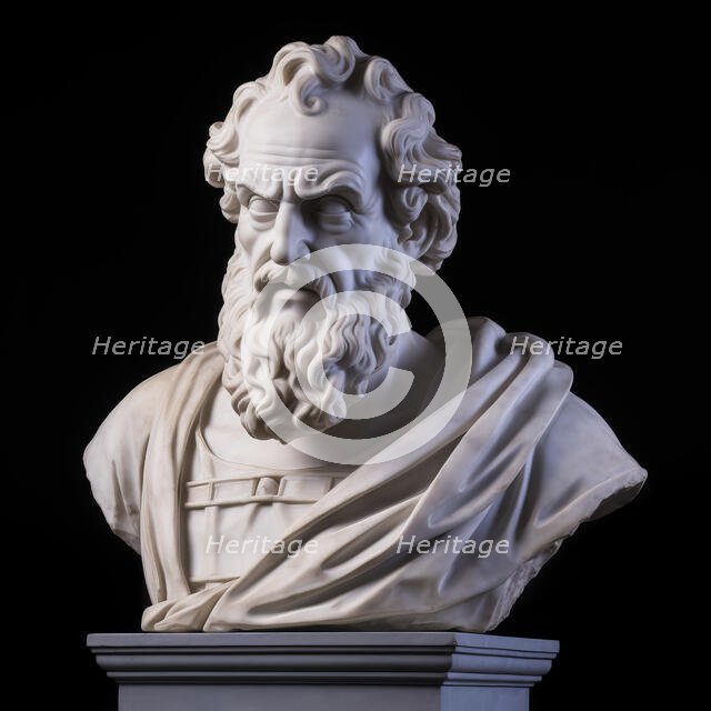 AI IMAGE - Bust of Archimedes, 3rd century BC, (2023).  Creator: Heritage Images.