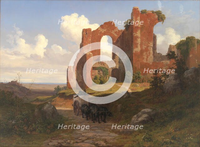 View of the Terme di Caracalla in Rome, 1845. Creator: Thorald Lessoe.