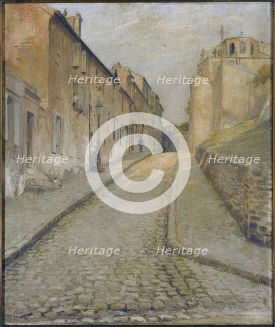 Rue Cortot in Montmartre, seen from rue des Saules, 1898. Creator: Edouard Zawiski.