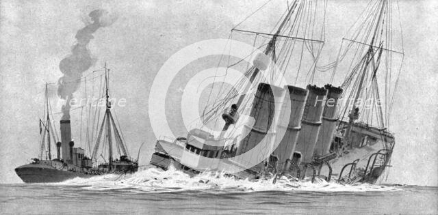 A torpedoing immediately avenged; On December 14, 1917, in the Ionian Sea..., 1917. Creator: Unknown.