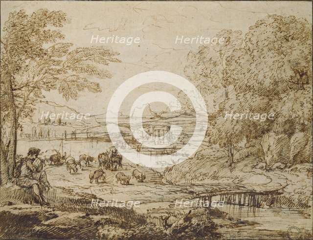 Youth playing a Pipe in a pastoral Landscape, c1640s. Artist: Claude Lorrain.