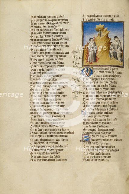 Empedokles Burning in the Crater of Aetna; Roman de la Rose, about 1405. Creator: Unknown.