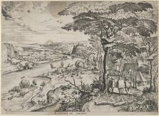 Euntes in Emaus (Landscape with Pilgrims at Emmaus), ca. 1555-56. Creators: Johannes van Doetecum I, Lucas van Doetecum.