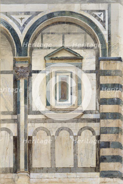 The Baptistery, Florence: Study of the upper Part of the right-hand Compartment on the south-west Fa Artist: John Ruskin.