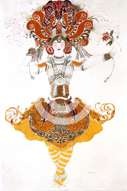 'The Firebird', costume design for Tamara Karsavina in Stravinsky's ballet The Firebird, 1910. Artist: Leon Bakst
