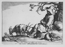 Pastoral with goatherd and goats, from the series Sixteen Peasant Subjects, 17th century. Creator: Cornelis Bloemaert.
