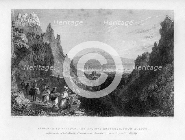 The approach to Antioch, the ancient Anathoth, from Aleppo, Turkey, 1841.Artist: CJ Bentley