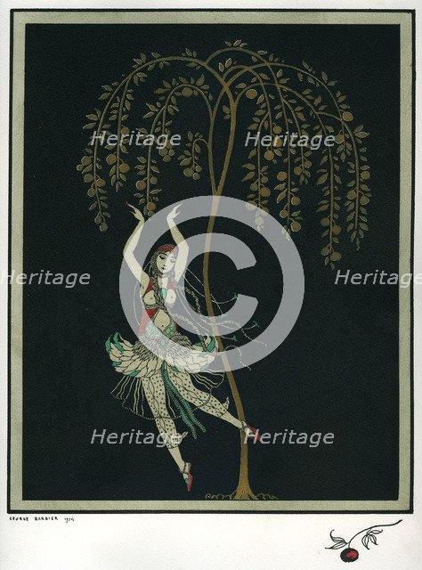 Tamara Karsavina in the ballet The Firebird by I. Stravinsky. Artist: Barbier, George (1882-1932)