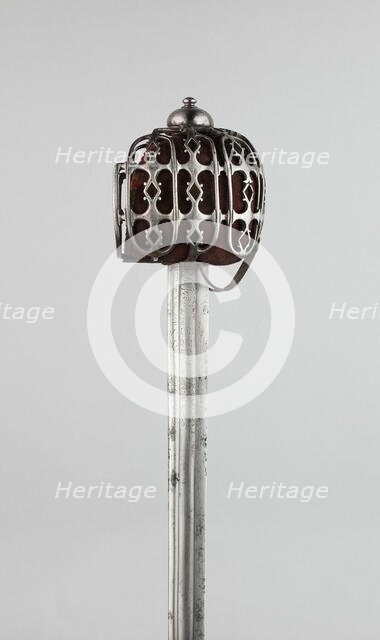 Basket-Hilted Broadsword with Scabbard (Claymore), Scotland, c. 1750. Creator: Unknown.