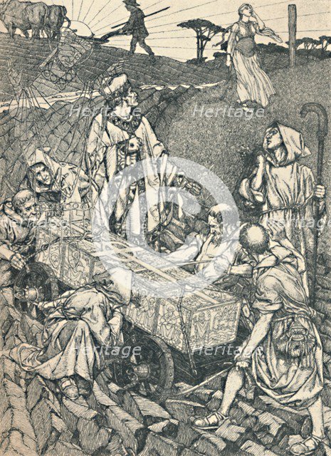 'The Legend of St. Cuthbert, Pen Drawing', 1891-1920, (1923). Artist: Robert Spencer.