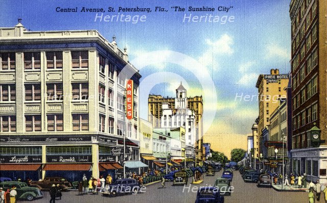 Central Avenue, St Petersburg, The Sunshine City, Florida, USA, 1940. Artist: Unknown
