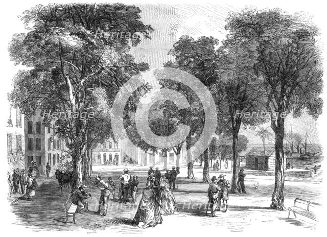 The Cours Nolivos, or Public Promenade of Basseterre, Guadaloupe, French West Indies, 1865. Creator: Unknown.