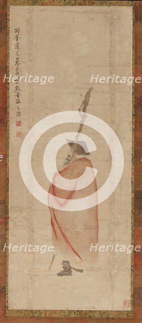 Standing man in a red coat, Qing dynasty, (18th century ?). Creator: Luo Ping.